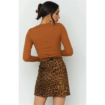 Sexy Leopard de Imprimare Doamnelor Sac de piele de Căprioară Hip Fusta de Moda pentru Femei de Moda Noua Uri de Talie Mare cu Fermoar Fusta a-line Mini