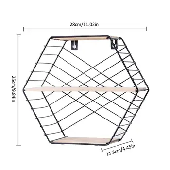 De Perete din lemn Raft de Depozitare Inovatoare Simplu Hexagon Trei Straturi Agățat de Perete Raft Acasă Dormitor de Decorare Perete #DECI