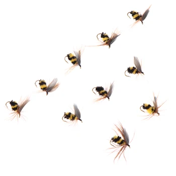 10buc Pescuit Nada #10Black Cârlige Luminoase Piele Material de Albine Nimfa Spinner Muscă Uscată Insecte Momeala Păstrăv Zbura de Pescuit Zboara