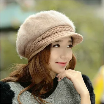 Nou Stil pentru Femei Bereta Pălării din Păr de Iepure Tricotate Femei Berete de Iarna Capac de Cald Boina Feminina livrare gratuita cel mai mic pret