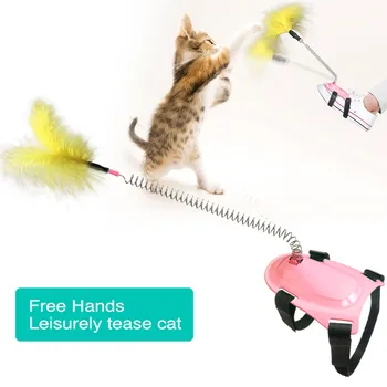 25# Aliment Nou Stil Amuzant Pisica Stick Jucării Pentru Animale De Companie Tachineze Pisica Pene Stick Cat Interactive Durabil Jucărie Suport De Curea Декор Комнаты