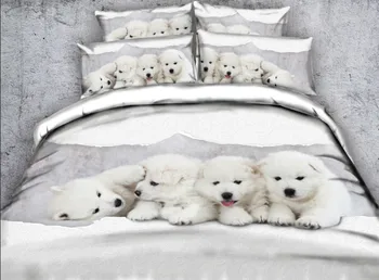 Câine de imprimare Fular set de lenjerie de Pat de Lux carpetă acopere foaie de pat de foi de lenjerie pilotă doona California King Queen-size plin twin 5PCS