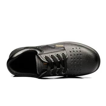 Autentice din Piele de Siguranță Pantofi pentru Bărbați Anti-alunecare Respirabil Afaceri Steel Toe Safty Pantofi de Lucru în aer liber, Pantofi pentru Bărbați Cizme de Siguranță
