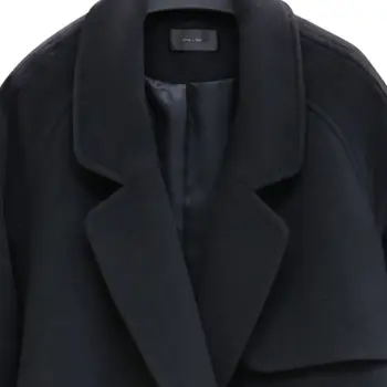Femei Haină de Iarnă lână cașmir haina noua moda mediu timp liber haină de lână subțire negru cu maneci lungi de lână, îmbrăcăminte exterioară
