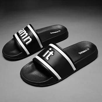 Bărbați Papuci De Mari Dimensiuni 39-46 Mens Pantofi Casual Respirabil Sandale De Plaja, Papuci De Casă Pană Alb Negru Flip Flops Bărbați Diapozitive