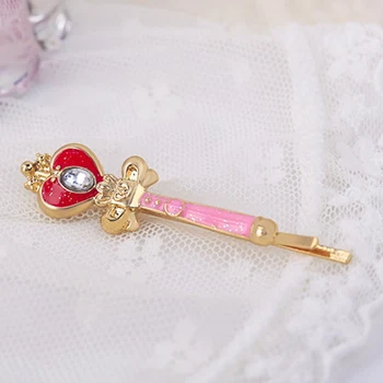 1buc Anime Acțiune Figura Tipărite Aliaj Sailor Moon Barrette Baghetă Magică Stick Spirală Inima Clip de Păr Hairpin Accesorii de Frumusete