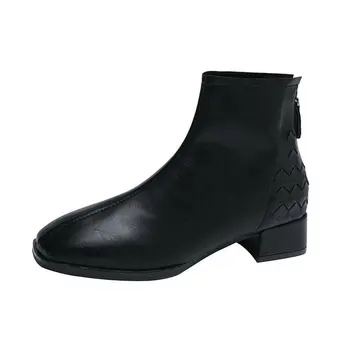 Martin Cizme Pentru Femei din Piele Moale Glezna Cizme pentru Femei Încălțăminte de Iarnă pentru Femei Pătrat Cizme cu Toc Înalt Pantofi cizme Scurte Zip