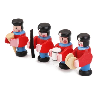 Noi 4buc 1/12 casă de Păpuși, Miniaturi Papusa de Lemn fanfară Militară Oameni pentru Papusa Casa Decor de Colectare de Jucării pentru Copii Cadou de Ziua de nastere