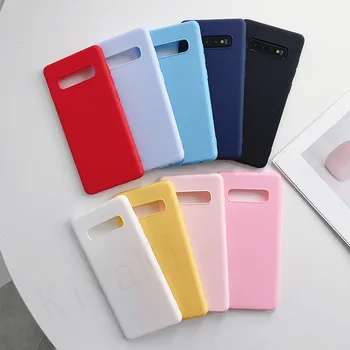 Culoare Silicon Caz de Telefon Pentru Samsung Galaxy S6 S7 edge S8 S9 S10 Plus S10e A10 A40 A50 A30 A70 A6 A8 A9 2018 Nota 8 9 10 Acopere