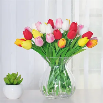 20buc/lot Lalele Flori Artificiale Real Touch PU Buchet de Mireasa Pentru Acasă Petrecerea de Nunta Decorative Flori și Coroane de flori