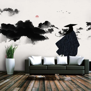 Actele tapiz 3d personalizado nuevo estilo chino paisaje TV antiguo fondo pintura murală - material impermeabil de seda