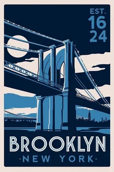 Brooklyn New York De Călătorie Mare Tablă De Metal Semn Poster Placa Vintage Retro