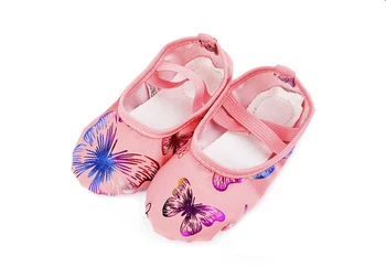 Roz Panza Moale De Jos Pantofi De Balet Fluture De Imprimare Pantofi De Dans Yoga Adidasi Copii Fete Femei Pantofi Point B24