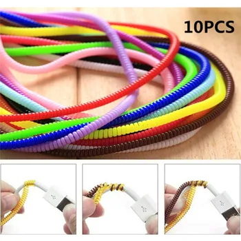 10Pc/3pc Spirală Cordon Protector Folie de Bobină pentru Cablu Pentru USB Încărcător Cablu de Animale Drăguț Organizator Pentru Cablu de Date Casti