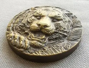Rafinat tigru mare medalie de bronz, zodia tigru medalie comemorativă, cu diametrul de 60 mm, alamă.