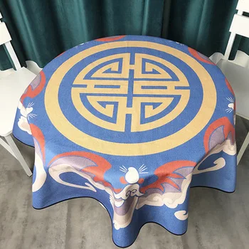 Chineză rezistent la apa bumbac și lenjerie de pat față de masă rotundă, pânză masă rotundă masă de cafea masă pânză capac tabelul mat