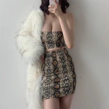2 Bucăți Set Sexy de Vara pentru Femei de Moda Set de sex Feminin Topuri leopard de Imprimare Bodycon Clubwear