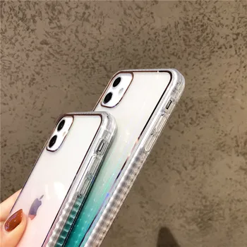 De lux cu Laser Gradient Transparent Cazul în care Telefonul Pentru iPhone 12 11 Pro Max Mini XR XS X 7 8 Plus SE 2020 rezistent la Șocuri Clar Capacul din Spate
