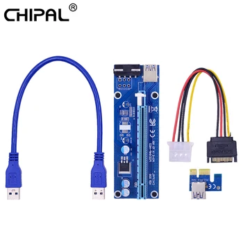 CHIPAL 30CM VER006 PCI-E 1X la 16X Riser Card cu SATA 15Pin la 4Pin IDE Cablu de Alimentare / USB 3.0 Cablu de Date pentru BTC LTC Miner
