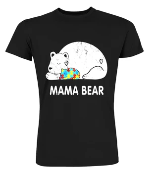 Mama Urs T-Shirt Conștientizării Autismului Mama Copilului Fiica, Fiul Tricou
