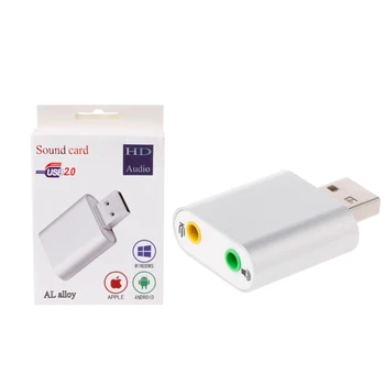 Aluminiu Extern USB 2.0 Stereo 3D 7.1 Canal 3.5 mm Aux din placa de Sunet Adaptor M0XE