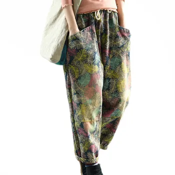 2020 Toamna De Moda Coreeană Doamnelor Stil Gotic Streetwear Femei Florale Elastic Pantaloni Harem Liber Casual Femei Pantaloni Îmbrăcăminte
