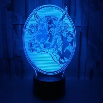 3D LED USB Moda Cap de Vacă Multicolore Lampa Copil Cadouri Dormitor Lumina de Noapte Petrecere Acasă de Artă Decorativă de Iluminat Cablu