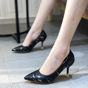 2020 primăvară model de culoare super tocuri stiletto superficial gura subliniat sexy femei pantofi Slip-On petrecere de nunta tocuri PU