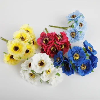 6 bucati flori Artificiale pentru nunta flori decorative coroane de flori false flori de Cires vaze decor acasă cutie de cadouri de crăciun