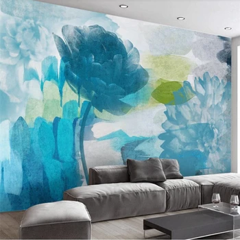 Beibehang minimalist Modern abstract acuarela flori fundal TV de perete personalizate pictura murala mare tapet verde papel de parede
