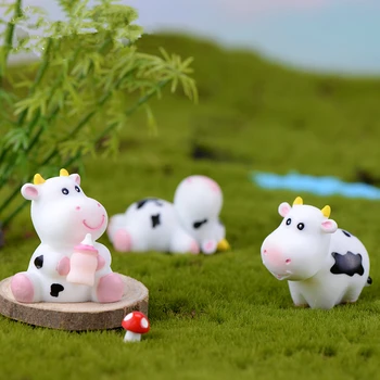 Mini Creative Vaca Drăguț Grădinărit Bonsai Decor Ornamente De Dimensiuni Mici Rasina De Artizanat Micro Peisaj Moss Ornamente
