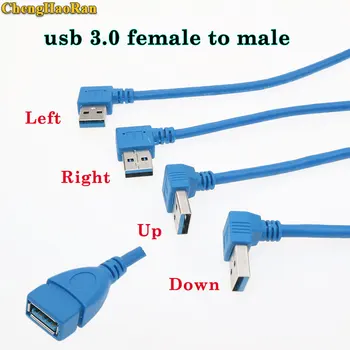 ChengHaoRan USB 3.0 Dreapta / Stânga /Sus/Jos Unghi de 90 de Grade Cablu de Extensie de sex Masculin La Feminin Adaptor Cablu USB Cabluri