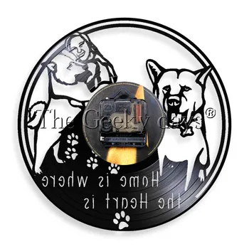 1bucată Acasă Este locul Unde Inima Este Câinele disc de Vinil Ceas de Perete Catelul Acasa Decor de Epocă Minunat Câine Pentru Animale de Cadou