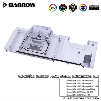 Barrow 3090 3080 GPU Apă, Bloc pentru Colorat RTX 3090/3080 Avansate OC, Plin de Acoperire ARGB GPU Cooler, BS-COIA3090-PA