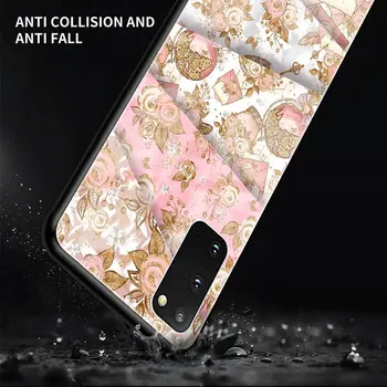 Sticla Pentru Samsung Galaxy S20 FE S10 S21 S9 S8 Plus Nota 9 8 20 10 Ultra Lite Coque Telefon Acoperi Geanta Chic Marmură Folie de Aur