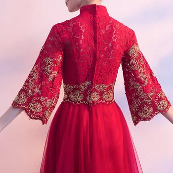 Burgundia Broderie Stil Oriental Rochii de Mireasa Chineză de Epocă, Nunta Traditionala Cheongsam Rochie Lungă Qipao Plus Dimensiune XS-3XL