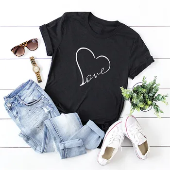 Creative în formă de inimă, dragoste print pentru Femei T-Shirt 2020 Vara Noi Topuri Tricou Femei T-shirt cu Maneci Scurte tricou pentru Doamna Top Casual