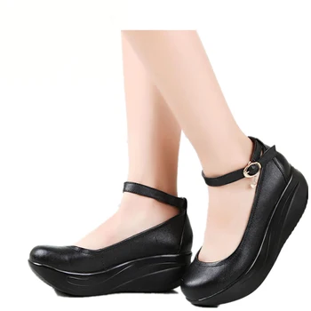 CEYANEAO Femei din Piele de Tonifiere Pantofi Platforma Wedge Tălpi Groase Femei Înălțime Creșterea Leagăn Pantofi Pantofi Singur Plus Dimensiune 34-43