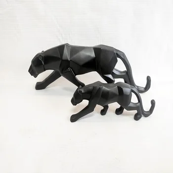 Modern Abstract Panteră Neagră Sculptura Geometrice Rășină Leopard Statuie Faunei Sălbatice Decor Cadou Ambarcațiuni Ornament Accesorii