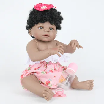 22inch 55cm New Sosire Piele Negru Complet Silicon Simulare Copil Nou-născut Pot Scălda Silicon Renăscut Baby Dolls