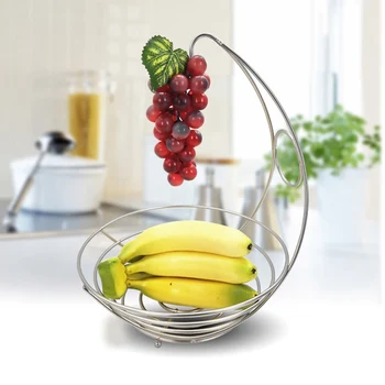 Creative Minunat 2 În 1 Banana Cuier Bol De Fructe De Fier Titularul De Depozitare Coș De Suport Cârlig De Stocare De Bucatarie