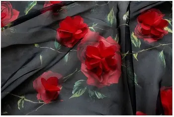 Noi Arriveals Poliester Cu 3D Negru Șifon Flori Africane Dantelă Ghipura franceză Dantelă Moale Rochie de Mireasa Dantela Tesatura de O Curte