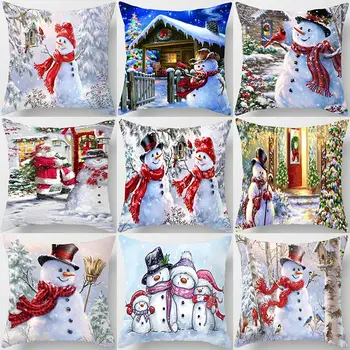 1buc om de Zăpadă de Crăciun Moș Crăciun Model 45*45cm Poliester Pernă Decorative Canapea Masina Acasa Decor Pillowcover 41001