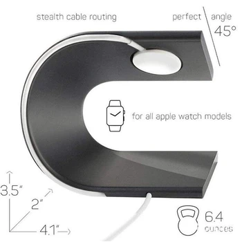 U Tip Ceas Inteligent Suport de Aluminiu Încărcător Kickstand Cradle Suport de Încărcare Stație de Andocare pentru Apple Watch IWatch Gri