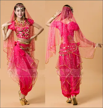 4buc Femeie Belly Dance Costum de Performanță Etapă de Burtă de Dans Bollywood Bellydance Costum de Scenă și Dans îmbrăcăminte pentru Femei
