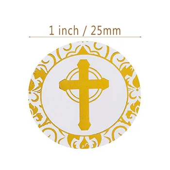 1 inch rotund aurit cruce autocolant religioase de Rugăciune Creștină autocolant plic sigiliu eticheta 50-500pcs