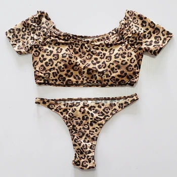 1 buc Lycra Plaja de Baie Bikini Femei wimuit de sex Feminin Rezervor de Top wimwear Leopard de Imprimare Micro Tanga exy tring Bikini Brazilian 06#