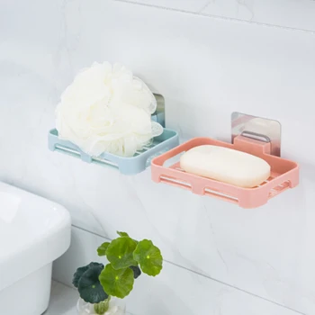 Moda de Aspirare de perete tip non-marking singur strat cutie de săpun soap tava dual-ceasca săpun săpun de baie de apă titular