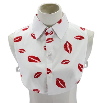 Noua Moda Tricou Imprimat Fals Guler pentru Femei Alb Gât Cravata Vintage Guler Detasabil Laple Fals Guler Bluza Topuri Decor