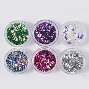 6 culori/set Triunghi Romb Unghii Paiete Cristale Flatback Piatră de Sticlă Manichiura Nail Art Decor Farmece Bijuterie Unghii Accesorii